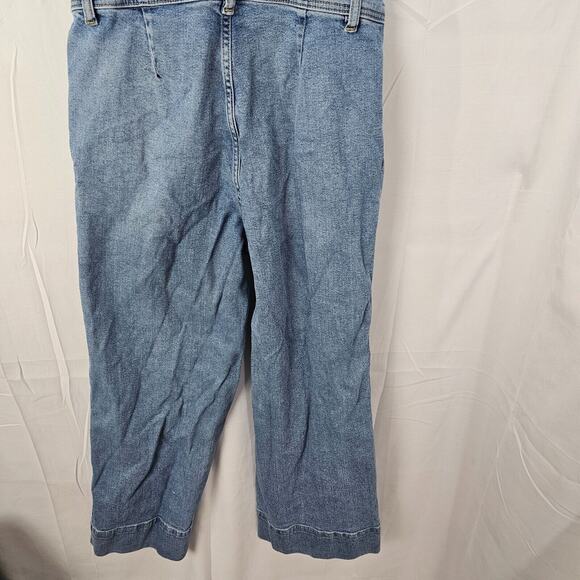 Free People Denim Wide Leg Overalls Womens Size 4 A Line Festival Boho Bib Tank - Picture 6 of 12